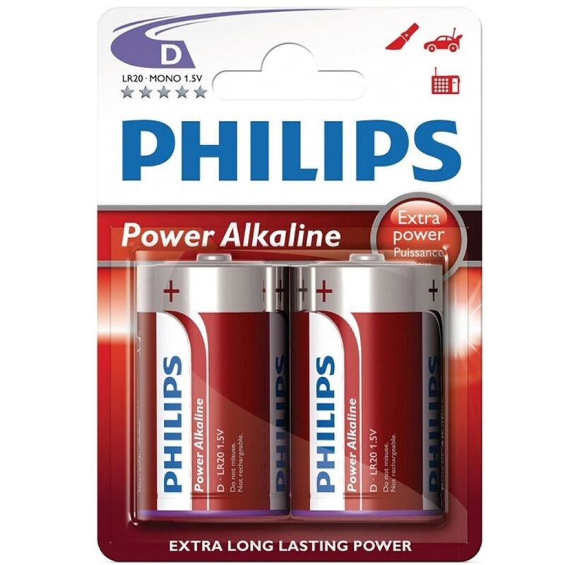 Philips - Baterias Alcalinas D LR20 Blister * 2