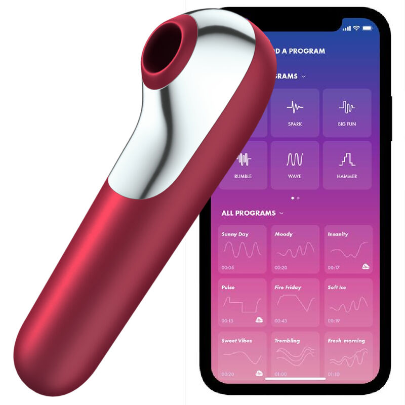 SATISFYER - DUAL LOVE VIBRADOR E SUCCIONADOR COM AR PULSADO VERMELHO