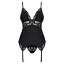 OBSESSIVE 810-COR CORSET AND THONG BLACK / LADIES UNDERWEAR