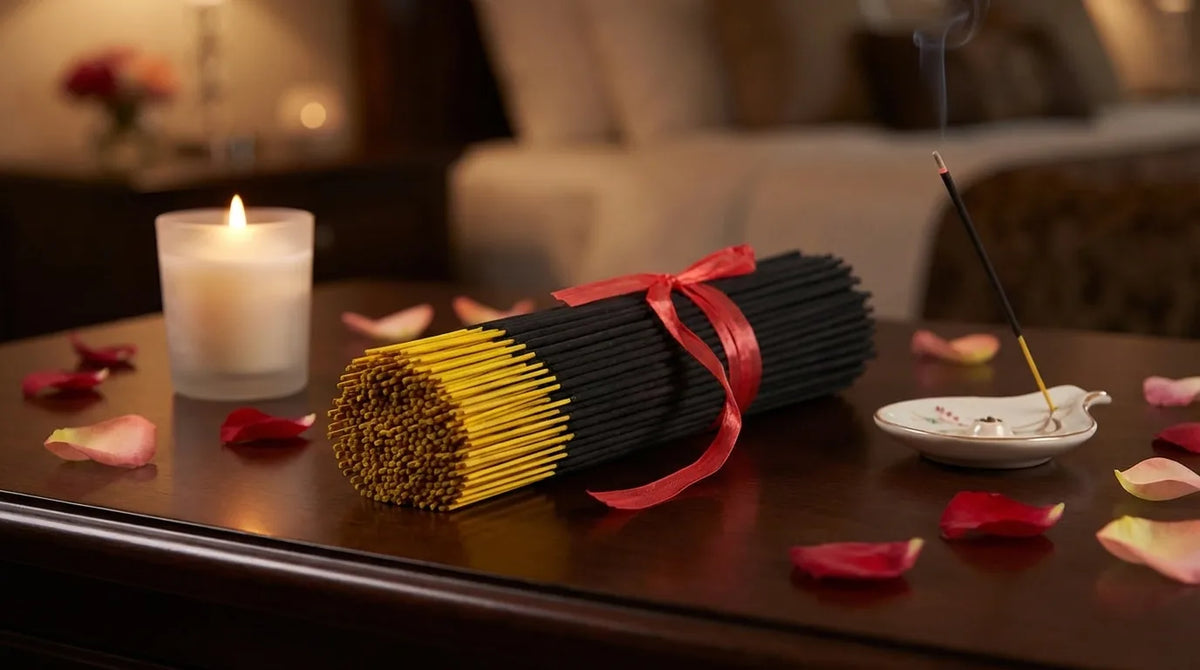 Varetas de incenso usadas para perfumar um ambiente íntimo