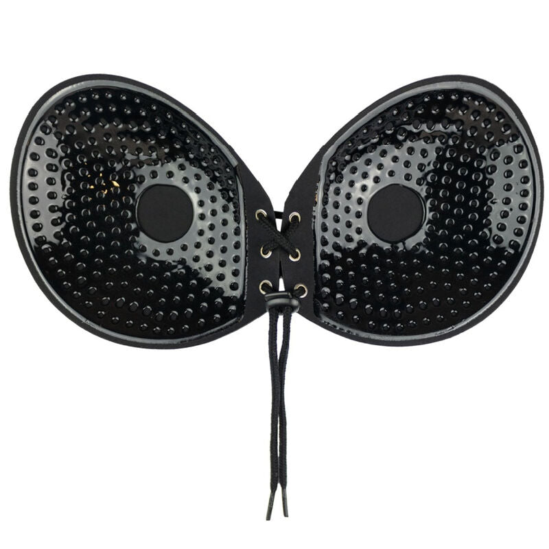 BYE-BRA - BLACK INTERLACED ADHESIVE BRA, CUP A