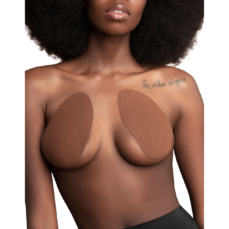 BYE-BRA - BREAST LIFT + 3 PAIRS OF NIPPLE COVERS IN BEIGE SATIN A/C CUP