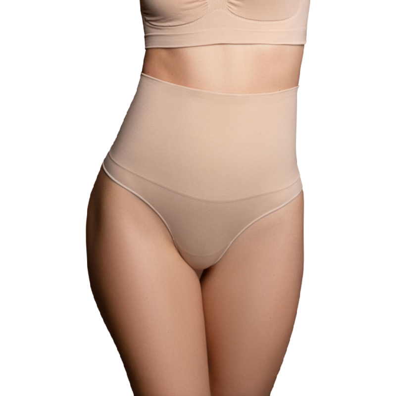 BYE-BRA - FAJA SEM COSTURAS ESTILO TANGA BEGE TAMANHO S