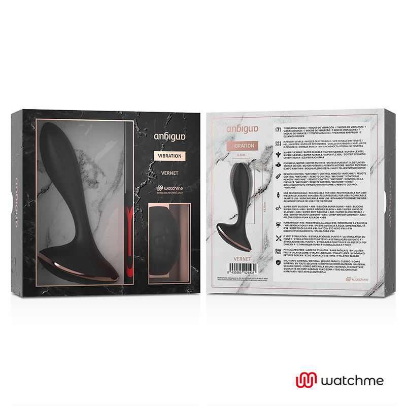 Anbiguo - Watchme Controle Remoto Vibrador Anal Plug Vernet