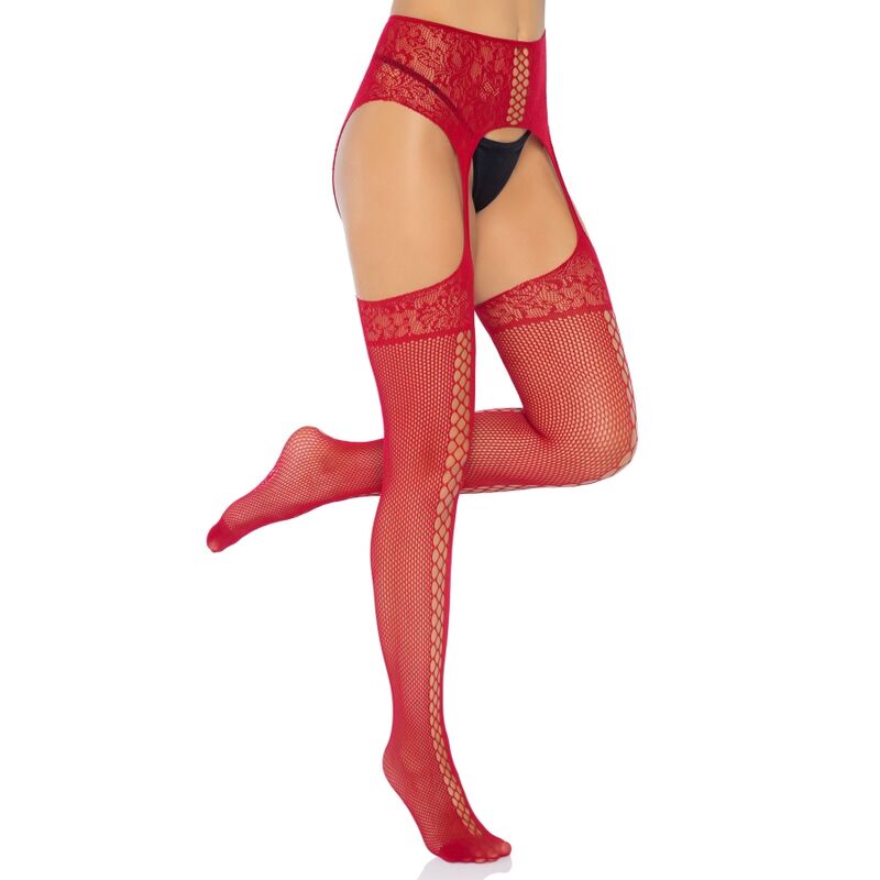 LEG AVENUE - MEIAS DE RENDA COM LIGUEIRO BORDEAUX TAMANHO ÚNICO