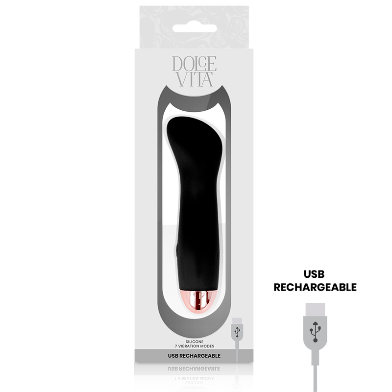 DOLCE VITA - VIBRADOR RECARREGÁVEL ONE PRETO 7 VELOCIDADES