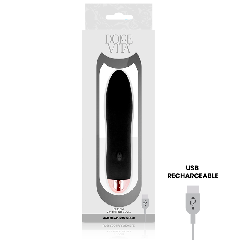 DOLCE VITA - VIBRADOR RECARREGÁVEL FOUR PRETO 7 VELOCIDADES