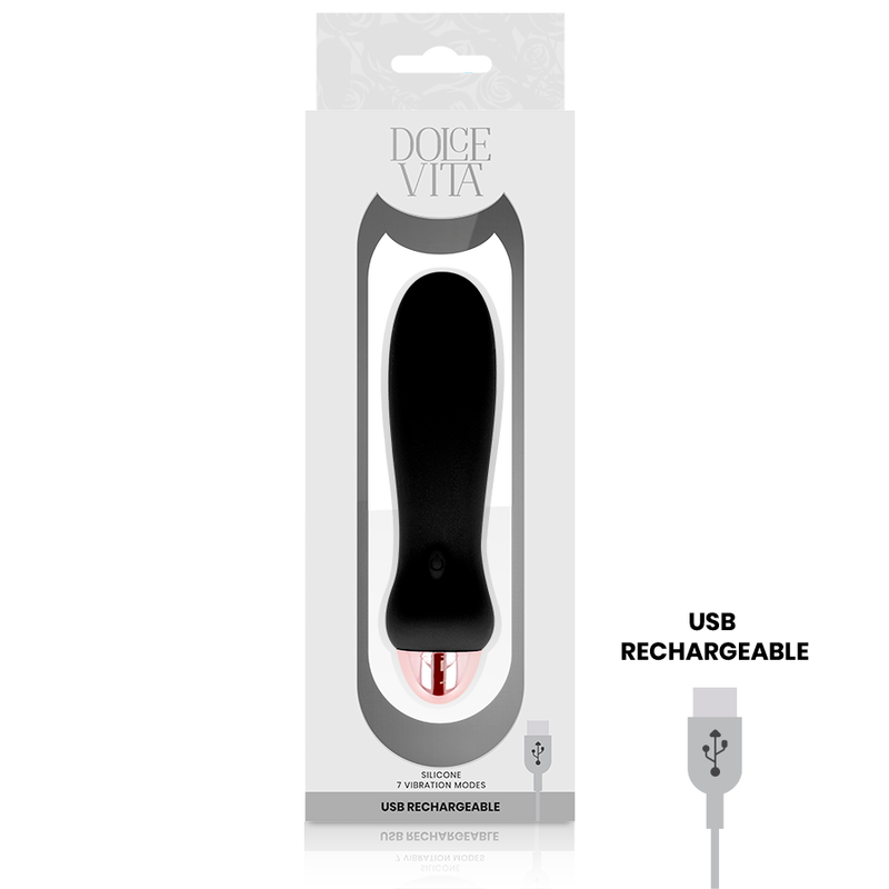 DOLCE VITA - VIBRADOR RECARREGÁVEL FIVE PRETO 7 VELOCIDADES