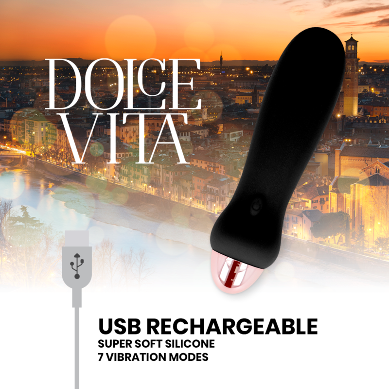 DOLCE VITA - VIBRADOR RECARREGÁVEL FIVE PRETO 7 VELOCIDADES