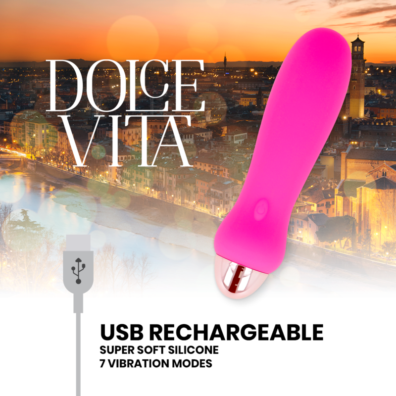 DOLCE VITA - VIBRADOR RECARREGÁVEL FIVE ROSA 7 VELOCIDADES