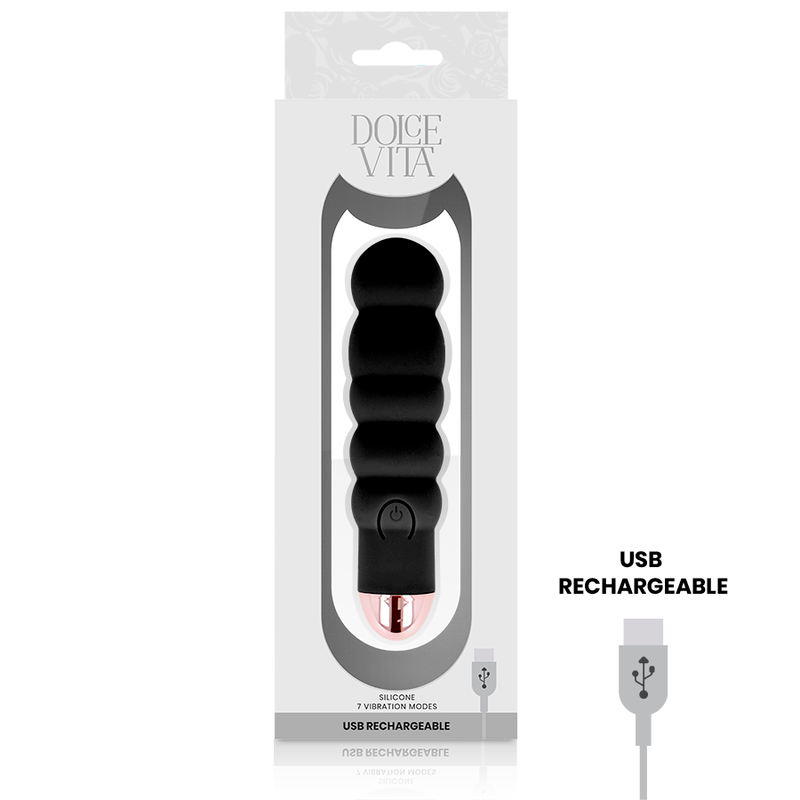 DOLCE VITA - VIBRADOR RECARREGÁVEL SIX PRETO 7 VELOCIDADES