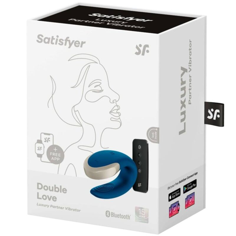 SATISFYER - APP DOUBLE LOVE VIBRATOR FOR COUPLES LUXURY BLUE