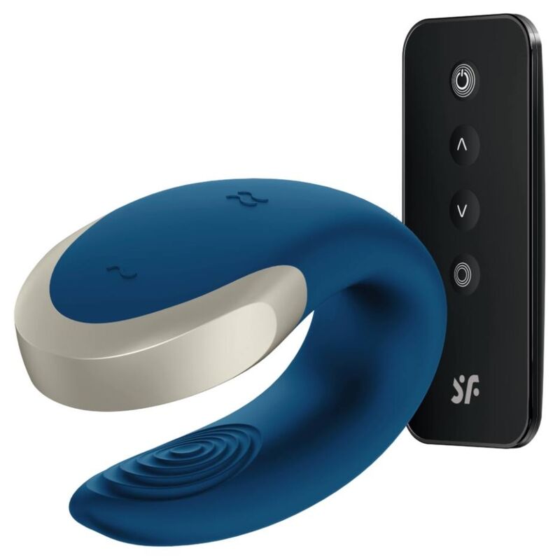 SATISFYER - APP DOUBLE LOVE VIBRADOR PARA CASAIS LUXURY AZUL