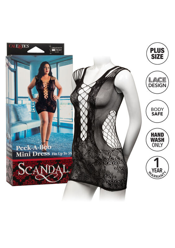 CALEXOTICS - PEEK-A-BOO MINIVESTIDO TAMANHO PLUS SIZE