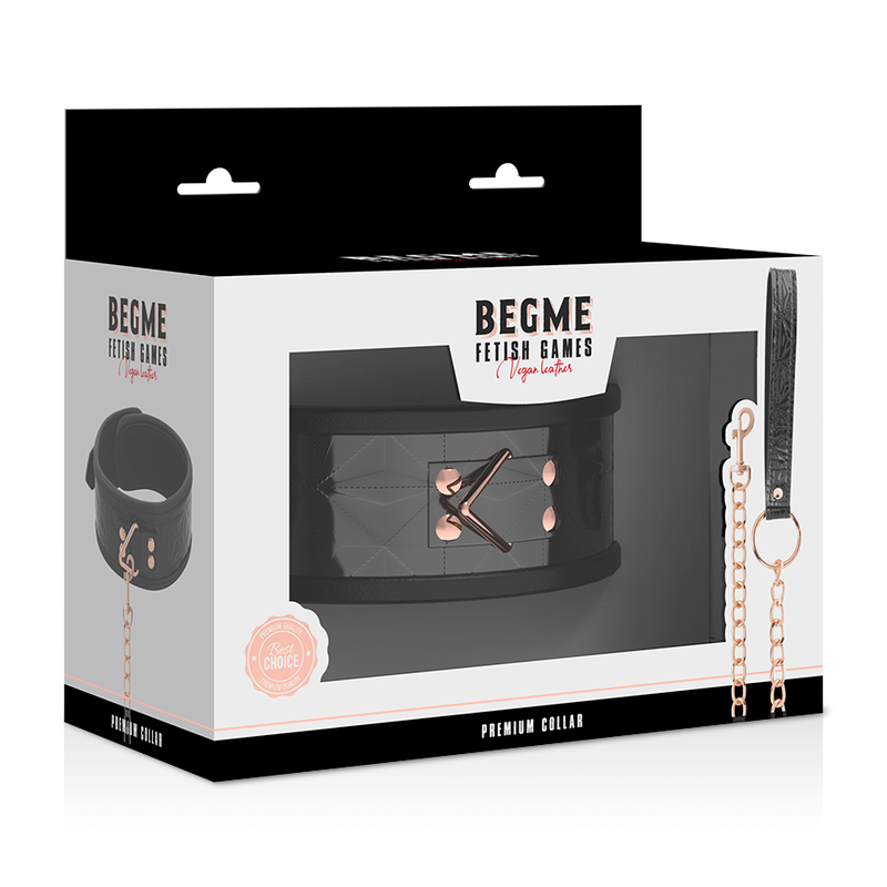BEGME - BLACK EDITION COLAR EM COURO VEGANO COM FORRO EM NEOPRENO