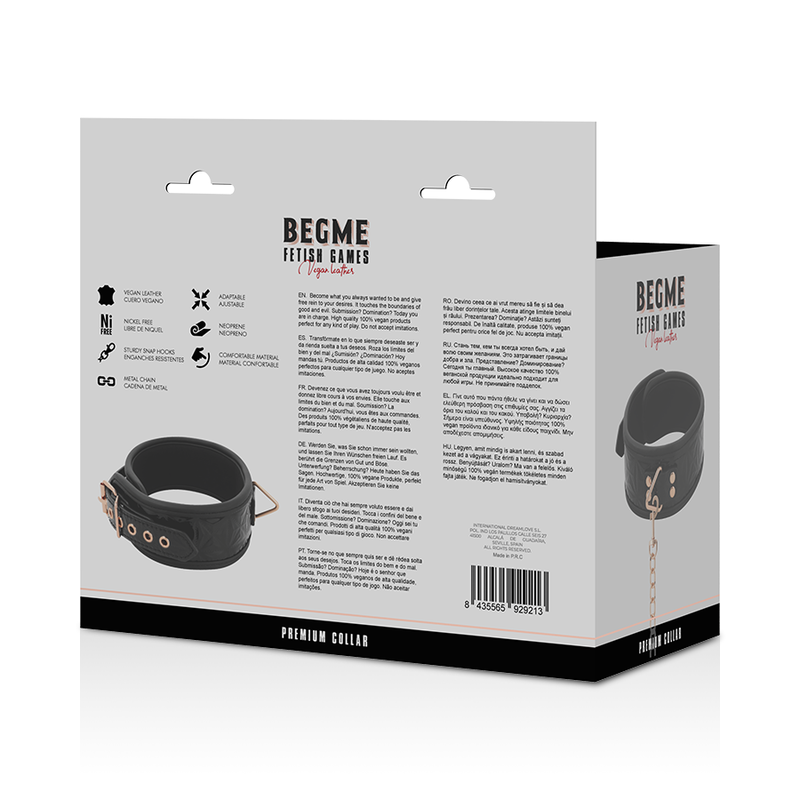 BEGME - BLACK EDITION COLAR EM COURO VEGANO COM FORRO EM NEOPRENO