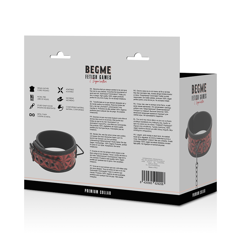 BEGME - RED EDITION COLAR EM COURO VEGANO COM FORRO EM NEOPRENO