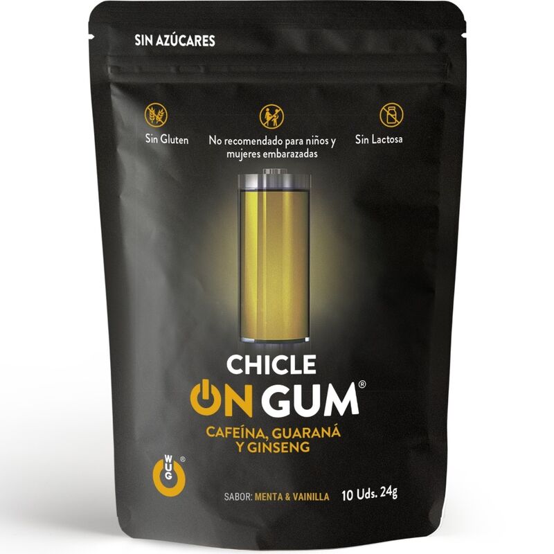 WUG GUM - ON PASTILHA ELÁSTICA COM CAFEÍNA, GINSENG E GUARANÁ 10 UNIDADES