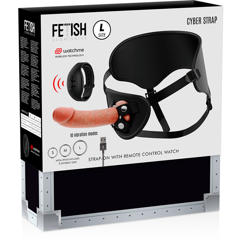 FETISH SUBMISSIVE CYBER STRAP - ARNÊS COM DILDO CONTROLO REMOTO TECNOLOGIA WATCHME L