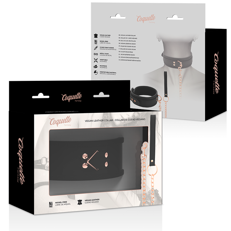 Coquette Chic Desire - Colar De Couro Fantasy Vegan Com Ala E Forro De Neoprene