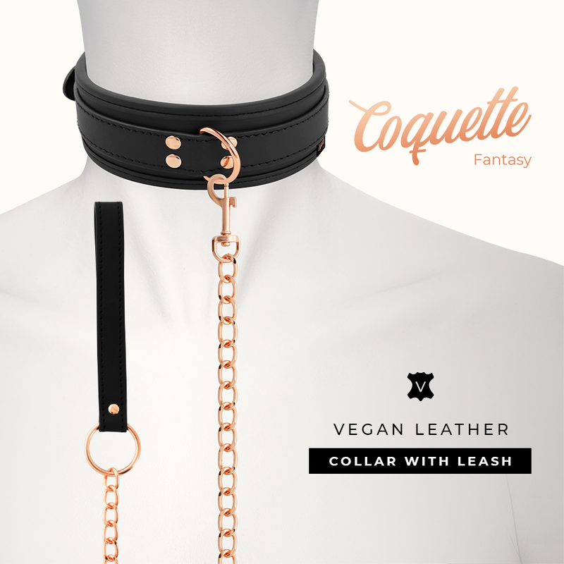 Coquette Chic Desire - Colar De Couro Fantasy Vegan Com Ala E Forro De Neoprene