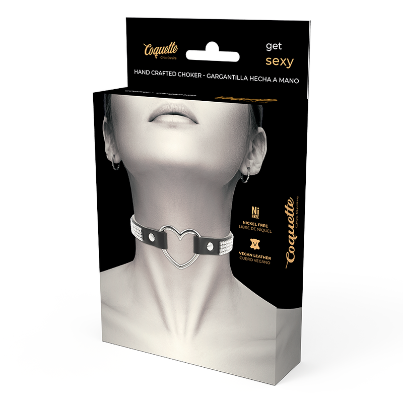 Coquette Chic Desire - Gargantilha De Couro Vegano Com Corao