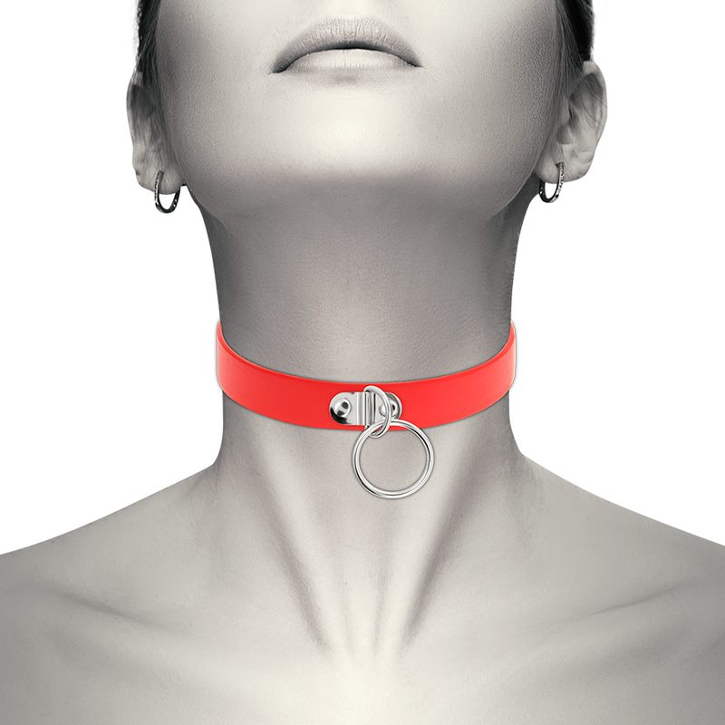 COQUETTE CHIC DESIRE - RED VEGAN LEATHER NECKLACE FETISH WOMEN'S ACCESSORY