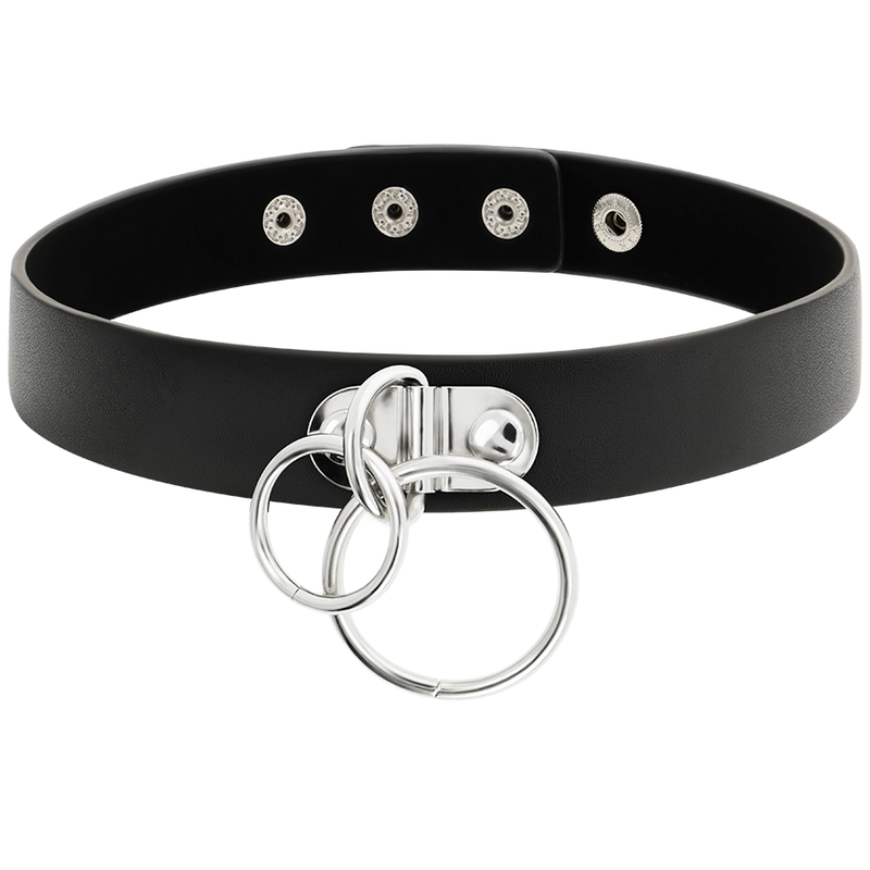 COQUETTE CHIC DESIRE - CHOKER EM PELE VEGANA COM DUPLA ARGOLA