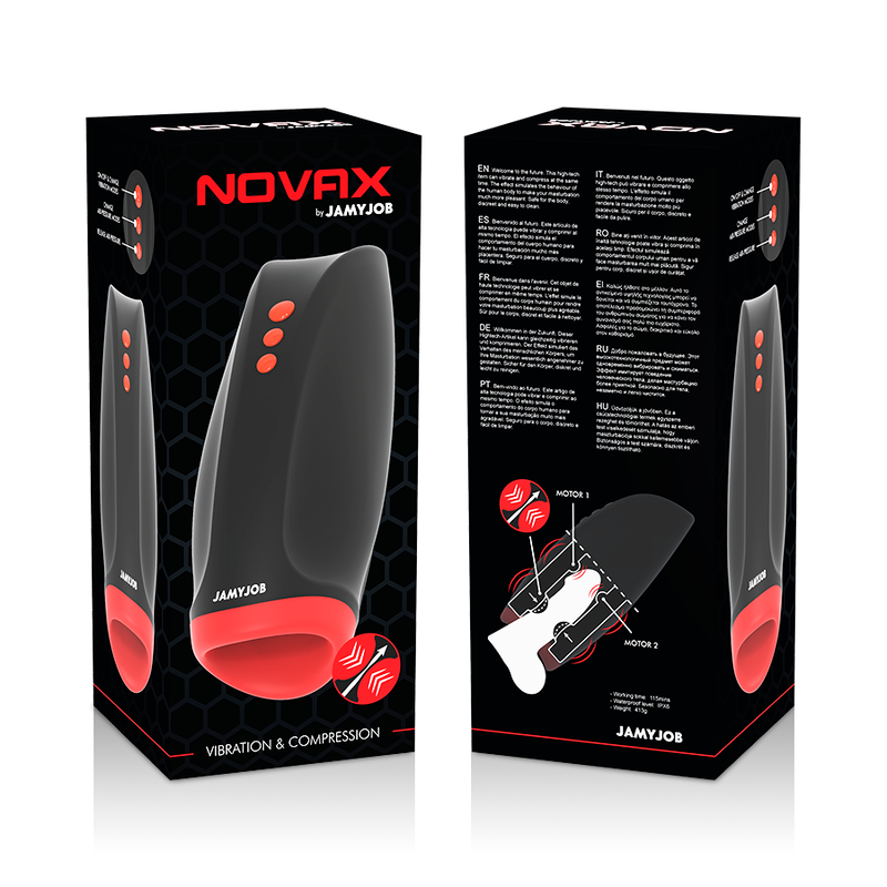 JAMYJOB - NOVAX MASTURBADOR COM VIBRAÇÃO E COMPRESSÃO