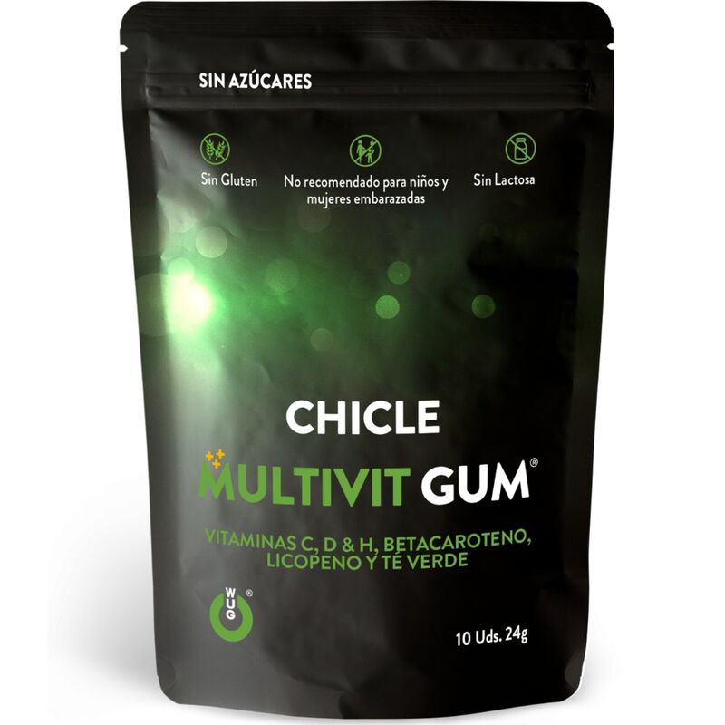 WUG GUM - MULTIVIT PASTILHA ELÁSTICA COM VITAMINA C, H, D, BETACAROTENO, LICOPENO E CHÁ VERDE 10 UNIDADES