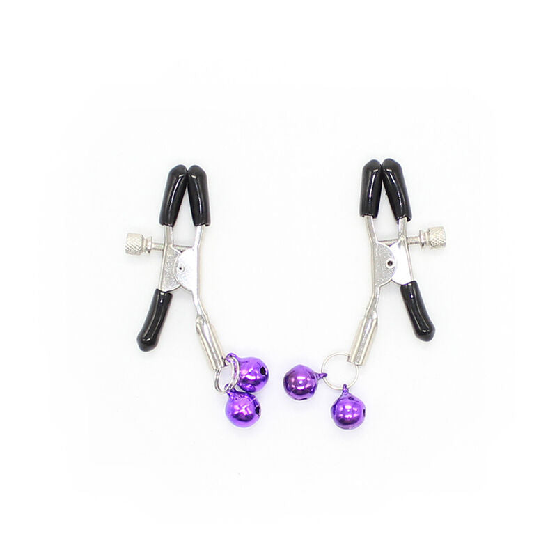 OHMAMA FETISH - DOUBLE NIPPLE CLAMPS WITH PURPLE GUARDS