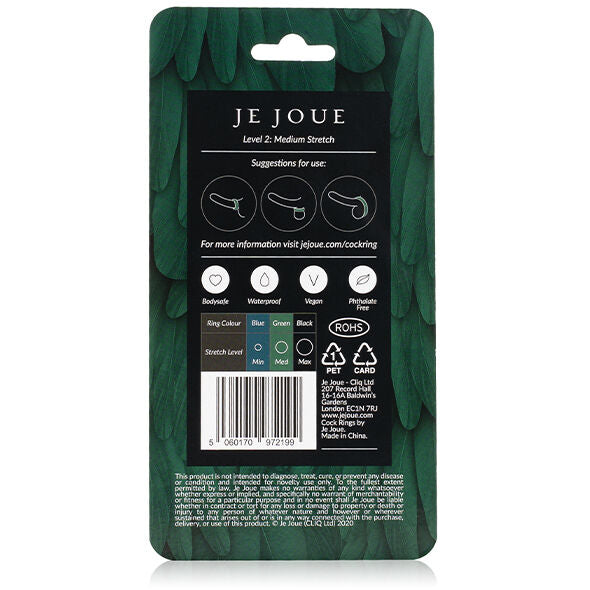 JE JOUE - ANEL EM SILICONE VERDE - ESTRANGULAMENTO MÉDIO