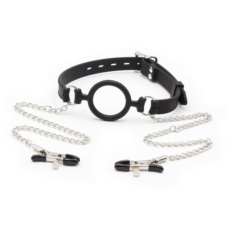 Ohmama Fetish - Ring Gag Com Correntes E Grampos De Bico