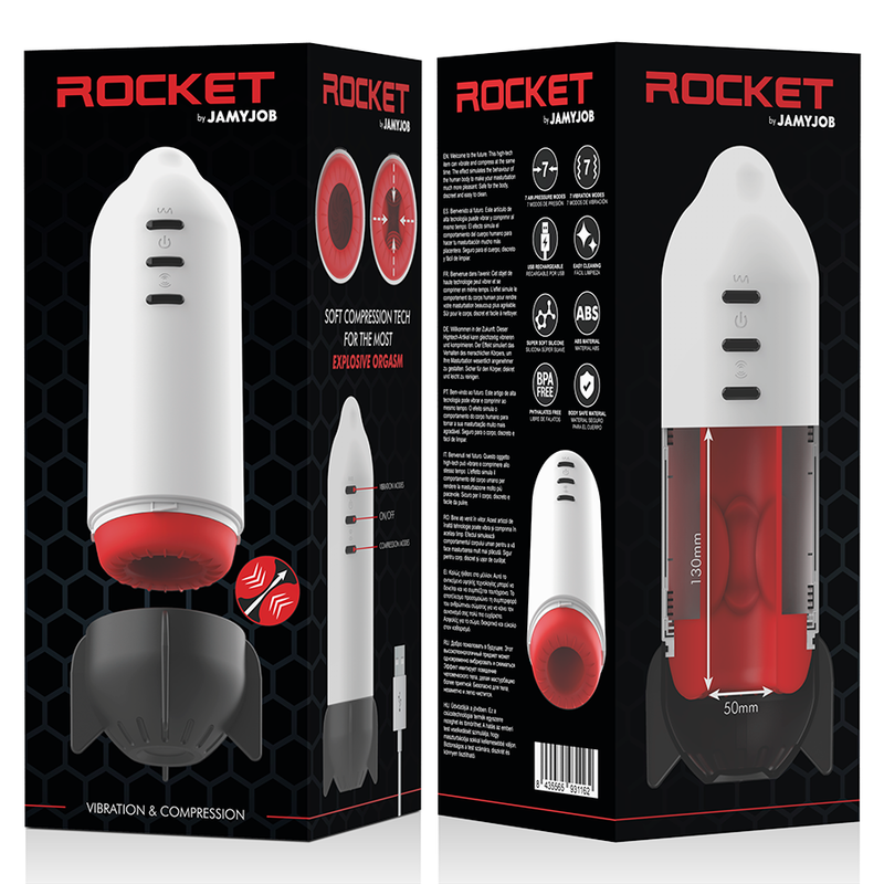 JAMYJOB - ROCKET MASTURBADOR TECNOLOGIA SOFT COMPRESSION E VIBRAÇÃO