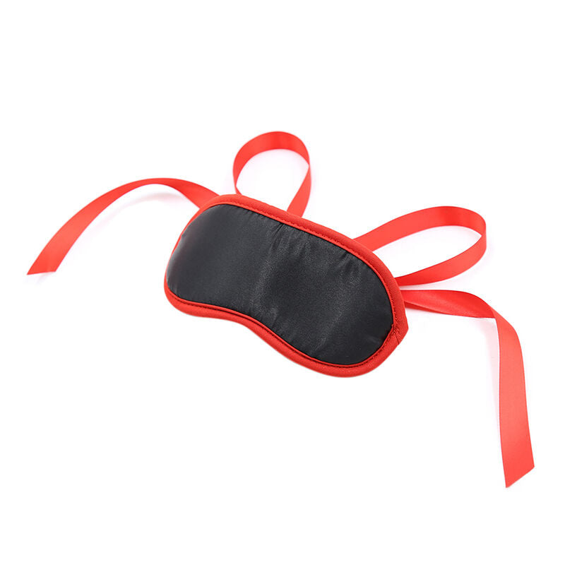 OHMAMA - MÁSCARA FETISH PRETA COM BORDAS VERMELHAS