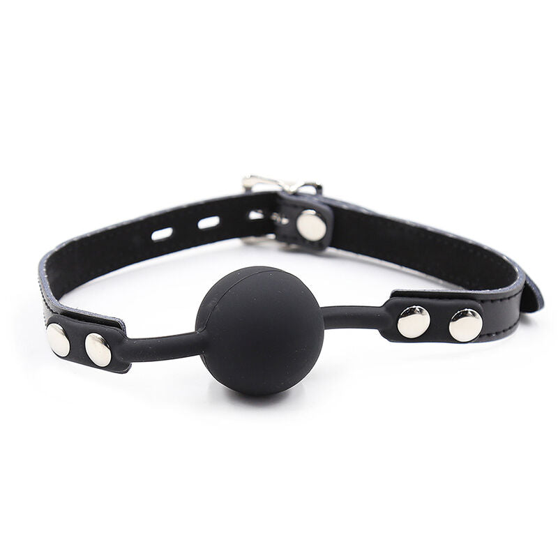 OHMAMA FETISH - MORDAÇA EM SILICONE COM CORREIA EM PELE (INCLUI CADEADO)