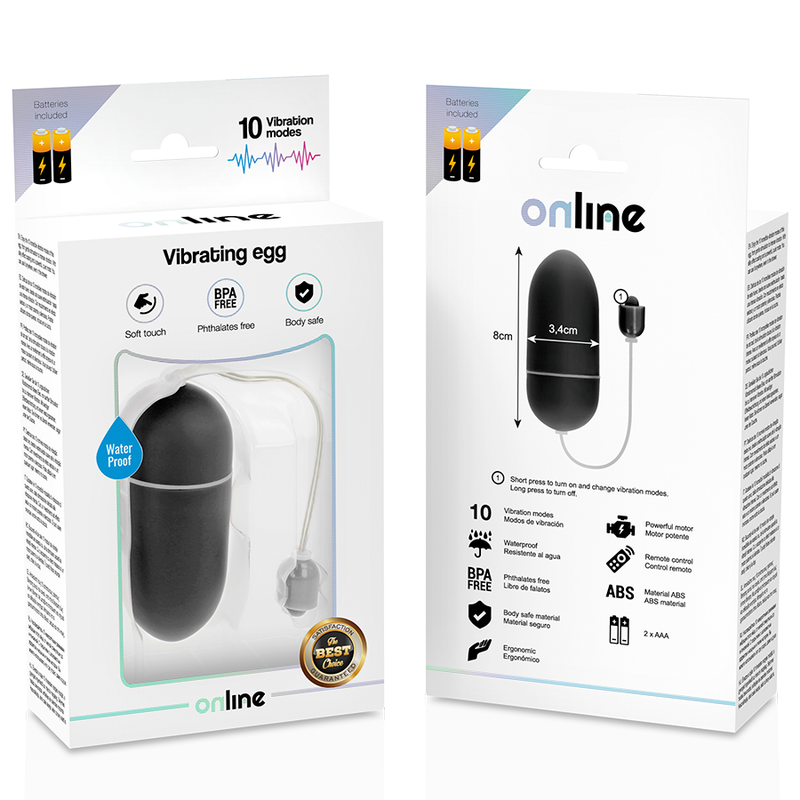 ONLINE - OVO VIBRADOR À PROVA DE ÁGUA PRETO