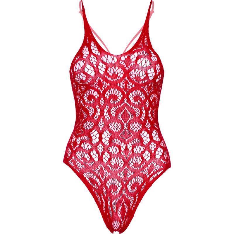 Leg Avenue - Seamless Scroll Lace Teddy - Vermelho