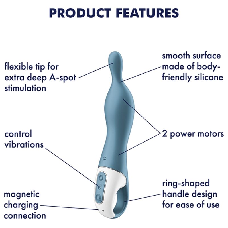 SATISFYER - AMAZING 1 VIBRADOR PONTO A AZUL