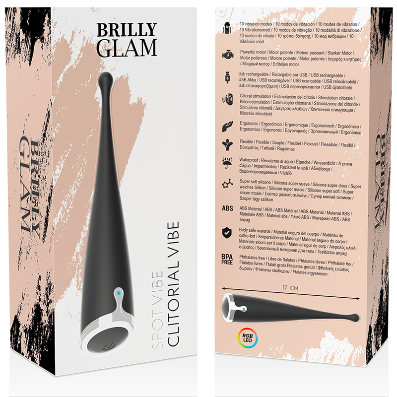 BRILLY GLAM - SPOT VIBE ESTIMULADOR CLITORIANO ORGÁSMICO SILICONE PRETO