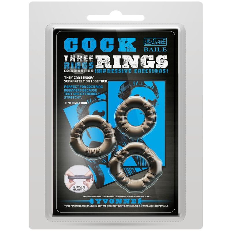 BAILE - COCK RINGS YVONNE SET 3 ANÉIS PARA PÊNIS