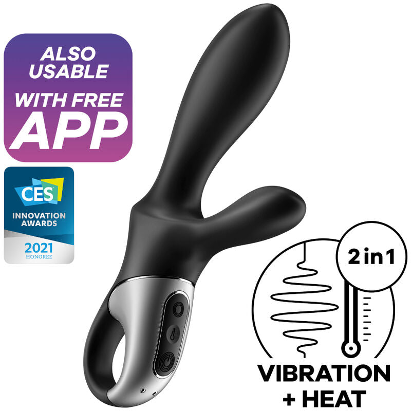 SATISFYER - HEAT CLIMAX+ VIBRADOR ANAL APP PRETO