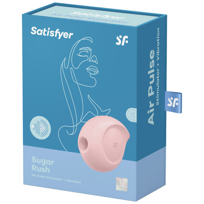 SATISFYER - ESTIMULADOR DE PULSO DE AR SUGAR RUSH E VIBRADOR AZUL