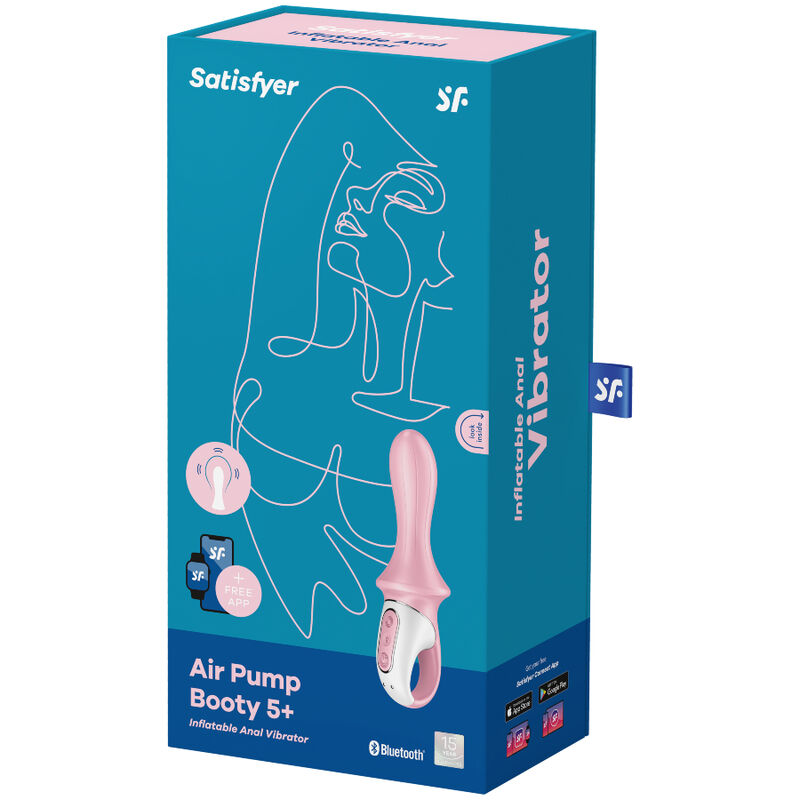 SATISFYER - AIR PUMP BOOTY 5+ VIBRADOR ANAL INSUFLÁVEL ROSA
