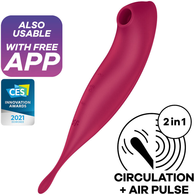 SATISFYER - TWIRLING PRO+ ESTIMULADOR E VIBRADOR COM APP VERMELHO