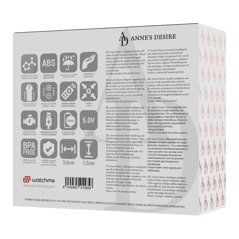 ANNE'S DESIRE - HUEVO CONTROLO REMOTO TECNOLOGIA WATCHME PRETO
