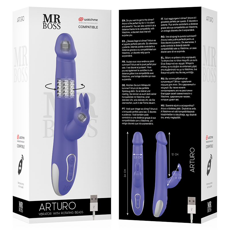 MR BOSS - ARTURO VIBRADOR E ROTATIVO COMPATÍVEL COM TECNOLOGIA WATCHME SEM FIOS