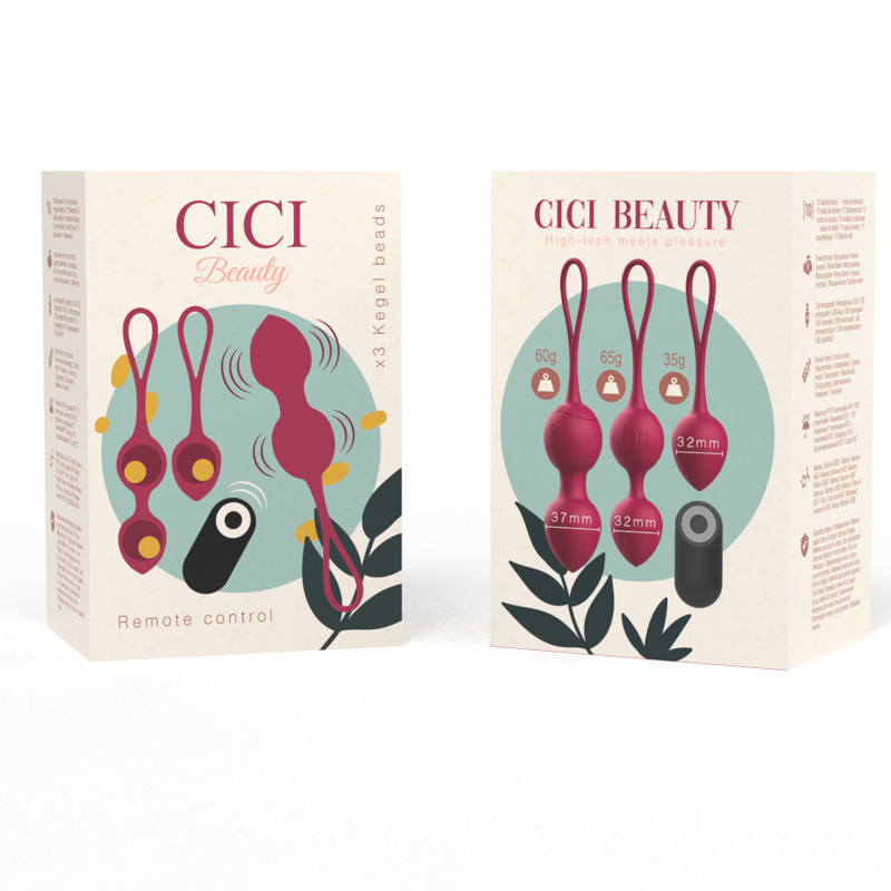Cici Beauty - Controle Remoto Premium Silicone 3 Vibrantes Kegel Beads