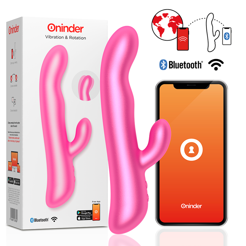 ONINDER - OSLO VIBRADOR COM VIBRAÇÃO E ROTAÇÃO ROSA - APP GRATUITA