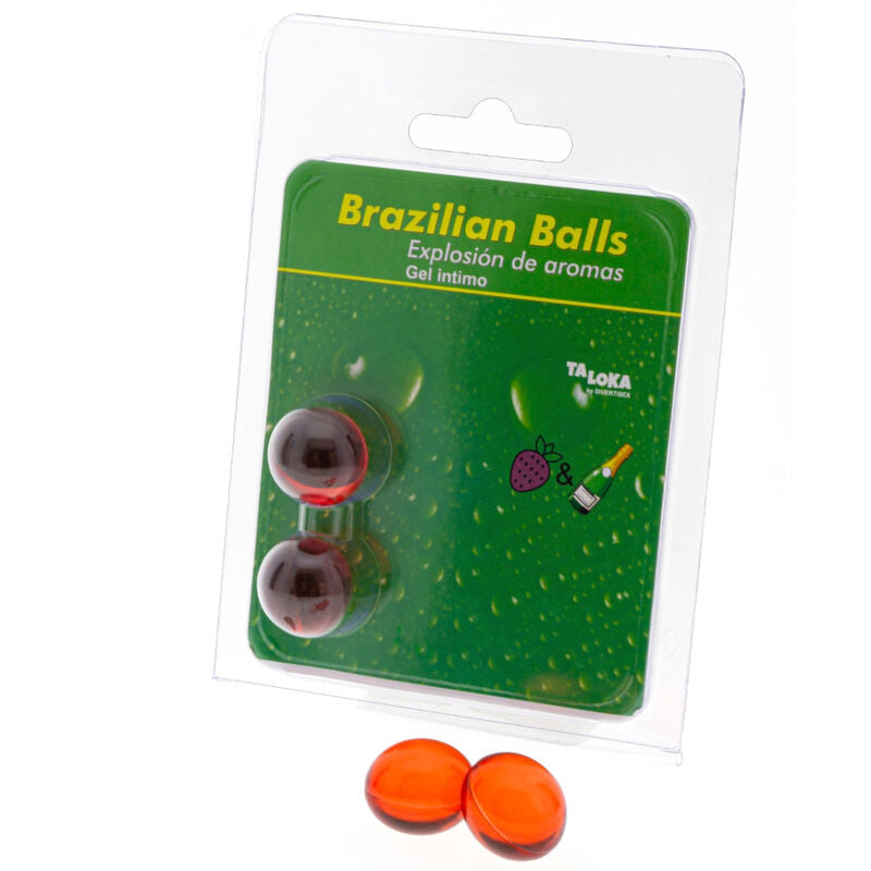 TALOKA - BRAZILIAN BALLS GEL ÍNTIMO MORANGO & CHAMPANHE 2 BOLAS